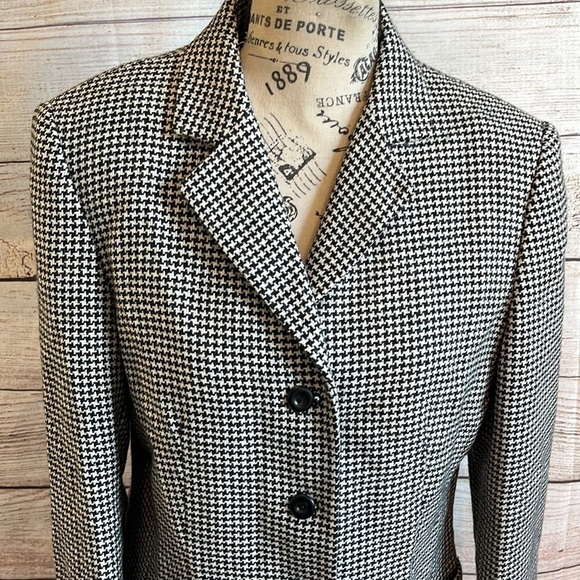 Talbots Herringbone Blazer Wool Lined Pockets Size 8 P Petite Made in Italy - Picture 2 of 10
